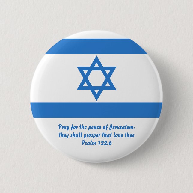 Badge Rond 5 Cm Drapeau d'Israël, (Devant)