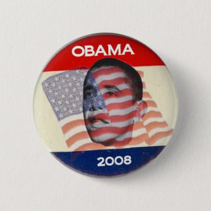 Badge Rond 5 Cm Drapeau d'Obama 2008
