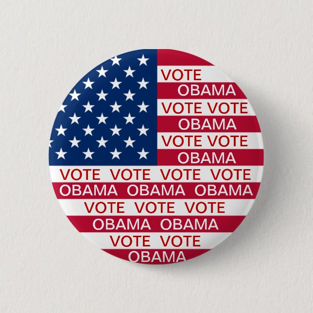 Badge Rond 5 Cm Drapeau d'Obama de vote (Devant)