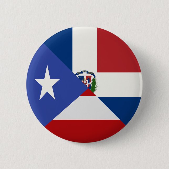 Badge Rond 5 Cm Drapeau dominicain de Porto Rico | PR DR Republic (Devant)