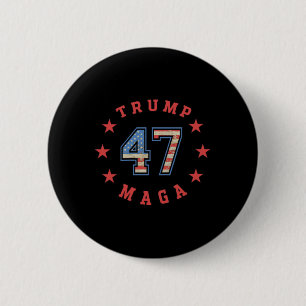 Badge Rond 5 Cm Drapeau Donald Trump 2024 45 47 Mega Vintage-améri