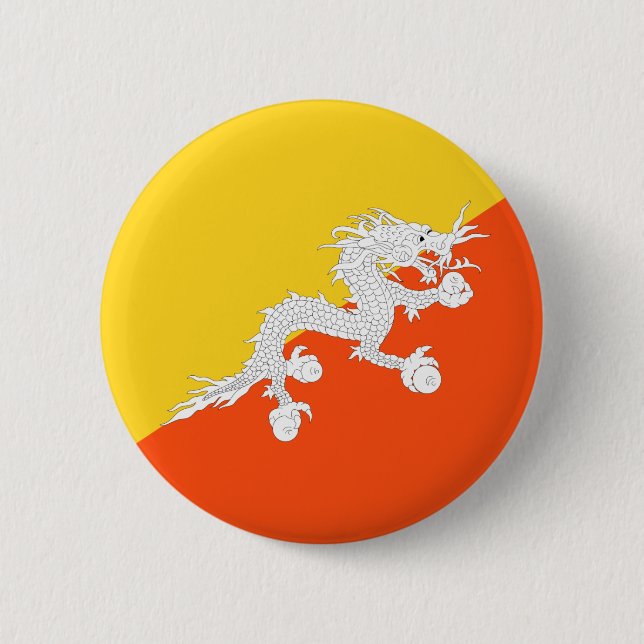 Badge Rond 5 Cm Drapeau du Bhoutan (Devant)