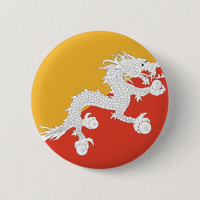 Badge Rond 5 Cm Drapeau du Bhoutan (Devant)