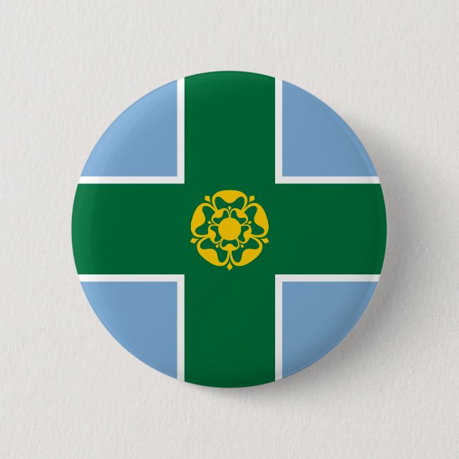 Badge Rond 5 Cm Drapeau du bouton Pinback du Derbyshire (Devant)