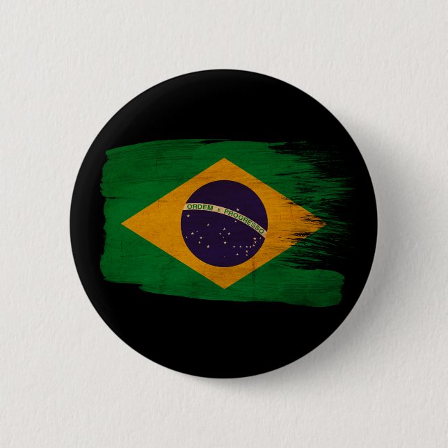 Badge Rond 5 Cm Drapeau du Brésil (Devant)