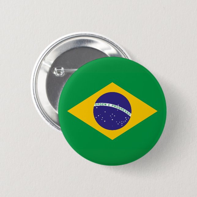 Badge Rond 5 Cm Drapeau du Brésil (Devant & derrière)