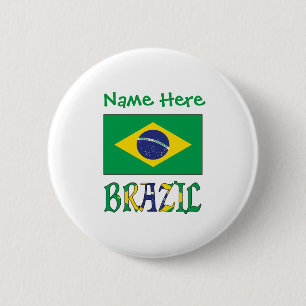 Badge Rond 5 Cm Drapeau du Brésil Personnalisé Patrimoine