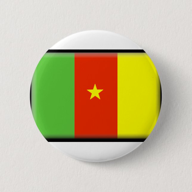 Badge Rond 5 Cm Drapeau du Cameroun (Devant)