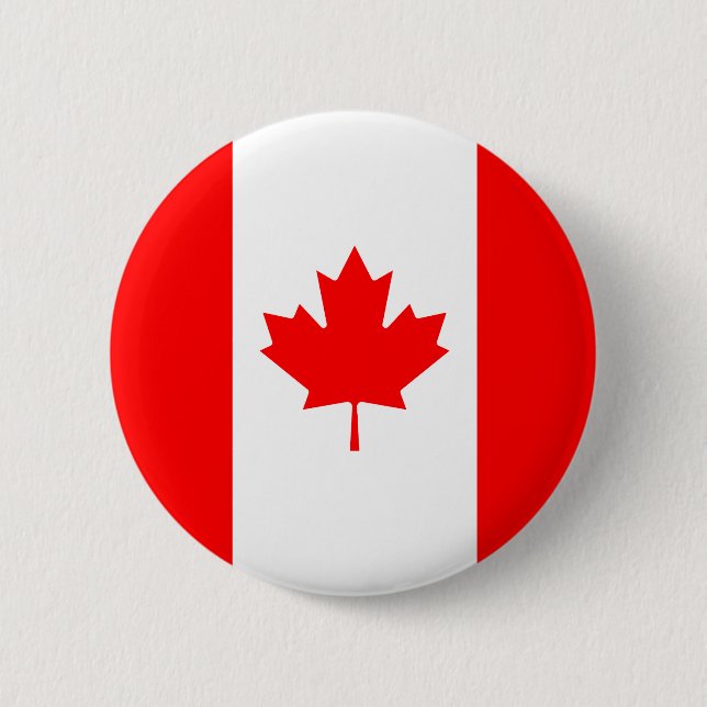 Badge Rond 5 Cm Drapeau du Canada feuille d'érable rouge blanc (Devant)