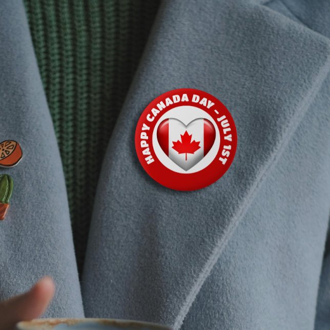 Badge Rond 5 Cm Drapeau du Canada | Icône Coeur 3D | Emblem Brooch (Créateur téléchargé)