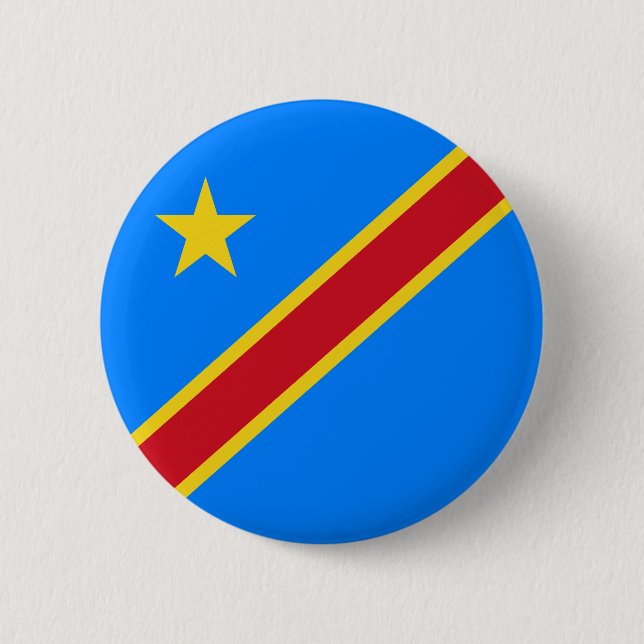 Badge Rond 5 Cm Drapeau du Congo Kinshasa (Devant)