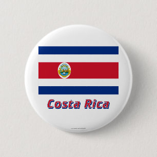 Badge Rond 5 Cm Drapeau du Costa Rica avec le nom