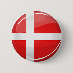 Badge Rond 5 Cm Drapeau du Danemark rond brillant
