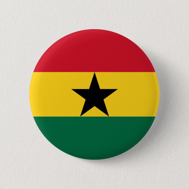 Badge Rond 5 Cm Drapeau du Ghana (Devant)