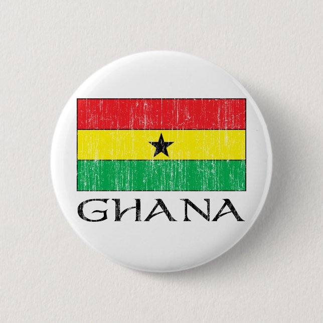 Badge Rond 5 Cm Drapeau du Ghana (Devant)