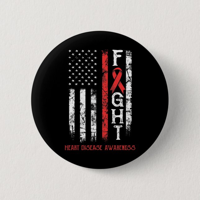 Badge Rond 5 Cm Drapeau du guerrier des maladies cardiaques (Devant)