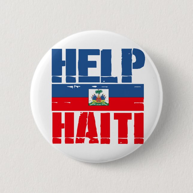 BADGE ROND 5 CM DRAPEAU DU HAÏTI D'AIDE (Devant)