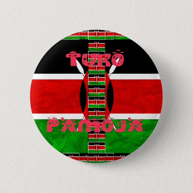 Badge Rond 5 Cm Drapeau du Kenya : Tuko Pamoja - Design d'art de l (Devant)