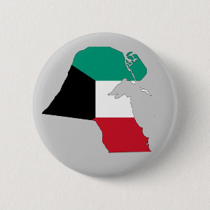 Badge Rond 5 Cm Drapeau du Koweït Carte