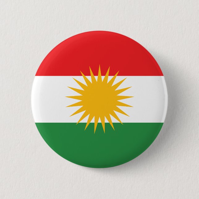 Badge Rond 5 Cm Drapeau du Kurdistan ; Kurde ; Kurde (Devant)