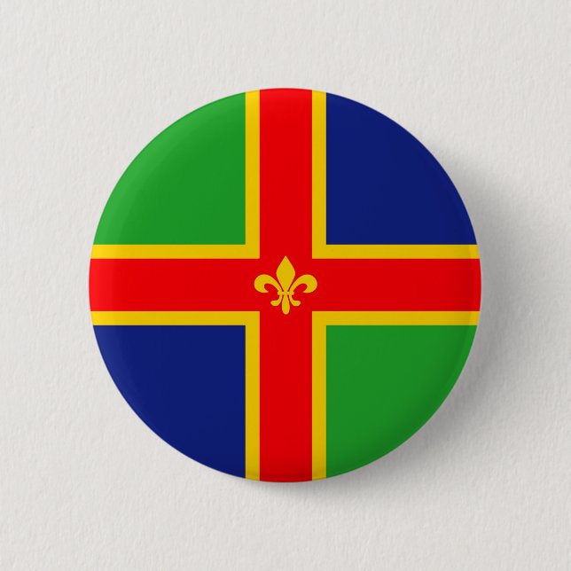 Badge Rond 5 Cm Drapeau du Lincolnshire royaume-uni grande    Bret (Devant)
