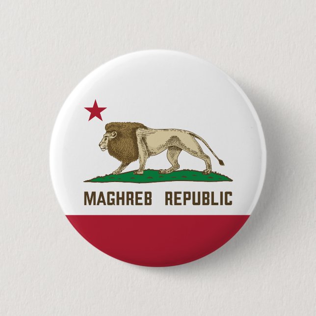 Badge Rond 5 Cm Drapeau du Lion de la République du Maghreb Fierté (Devant)