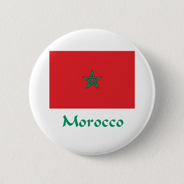 Badge Rond 5 Cm Drapeau du Maroc (Devant)
