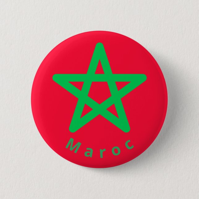 Badge Rond 5 Cm Drapeau du Maroc (Devant)