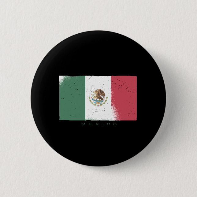 Badge Rond 5 Cm Drapeau du Mexique Style Grunge (Devant)