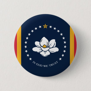 Badge Rond 5 Cm Drapeau du Mississippi - Nouveau drapeau Magnolia