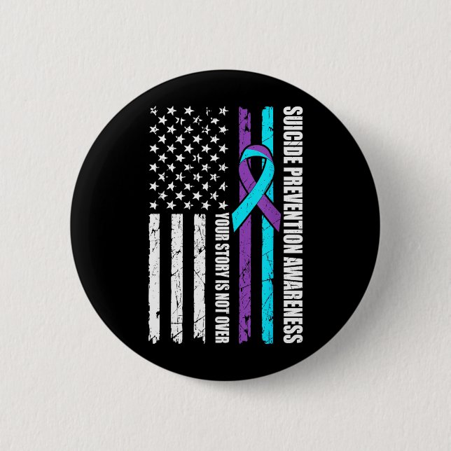 Badge Rond 5 Cm Drapeau du Mois de la sensibilisation à la prévent (Devant)