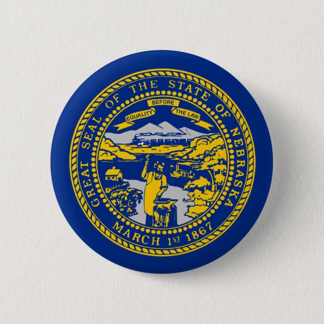 Badge Rond 5 Cm Drapeau du Nebraska (Devant)