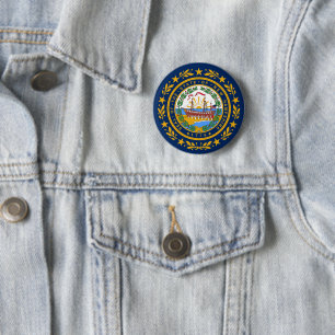 Badge Rond 5 Cm Drapeau du New Hampshire