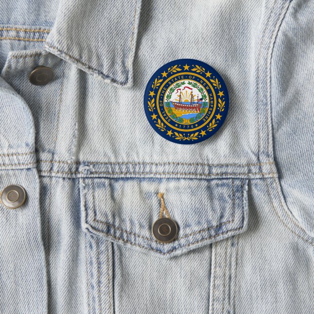 Badge Rond 5 Cm Drapeau du New Hampshire (En situation)
