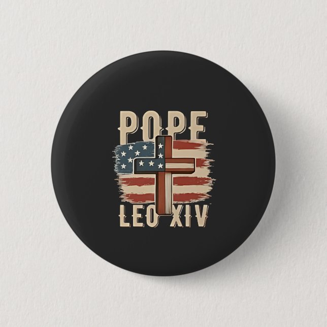 Badge Rond 5 Cm Drapeau du Pape Léon XIV Église chrétienne Da Pope (Devant)