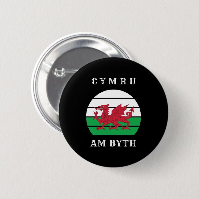 Badge Rond 5 Cm Drapeau Du Pays De Galles Cymru Am By Fier D'Être  (Devant & derrière)