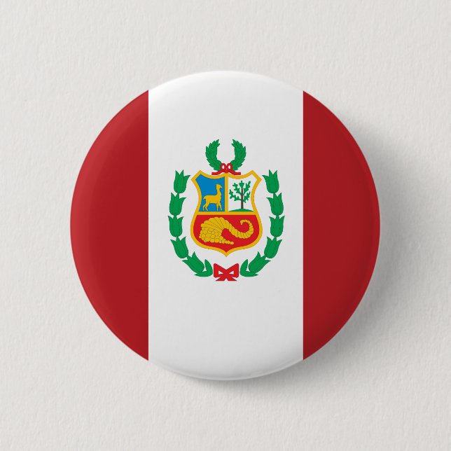 Badge Rond 5 Cm Drapeau du Pérou (Devant)