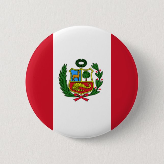 Badge Rond 5 Cm Drapeau du Pérou (Devant)