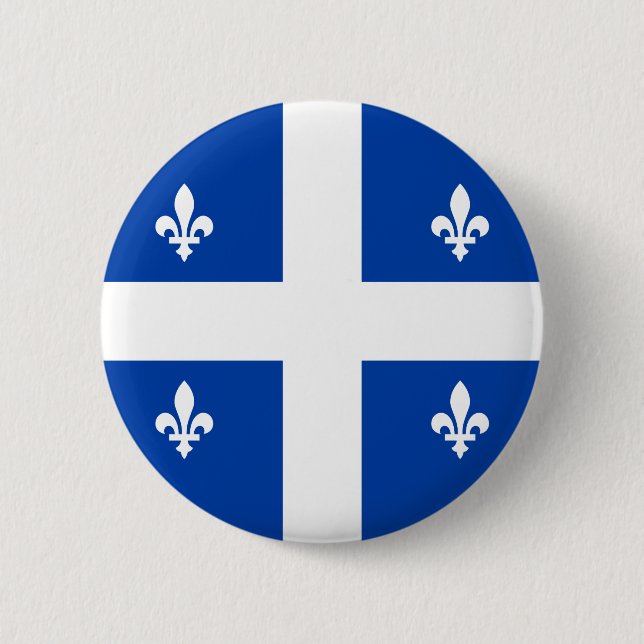 Badge Rond 5 Cm Drapeau du Québec (Devant)
