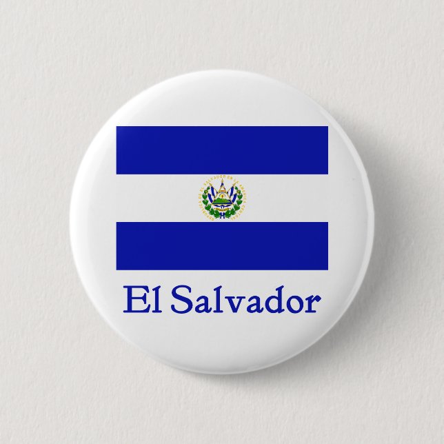 Badge Rond 5 Cm Drapeau du Salvador (Devant)