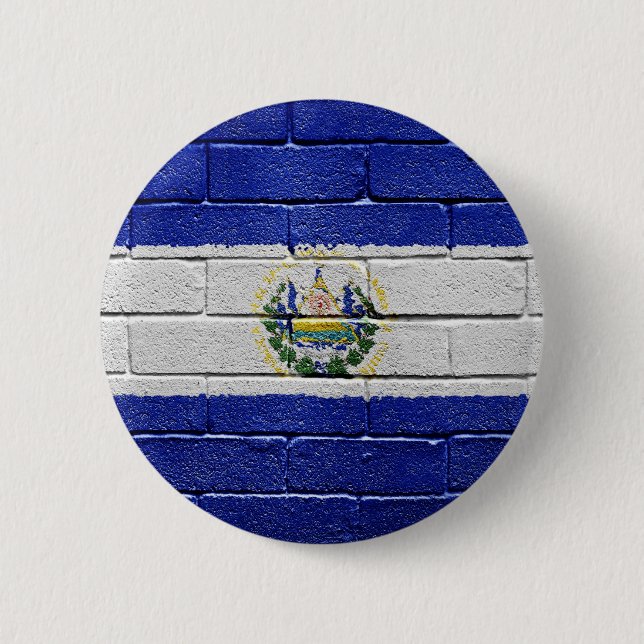 Badge Rond 5 Cm Drapeau du Salvador (Devant)