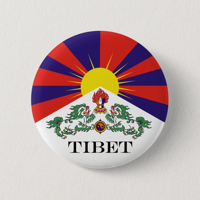 Badge Rond 5 Cm Drapeau du Tibet - Drapeau du lion des neiges (Devant)