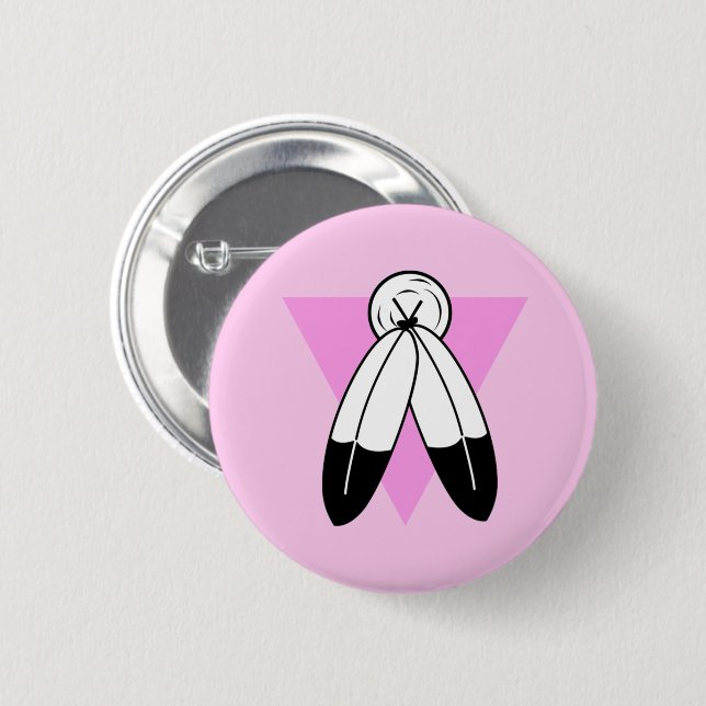 Badge Rond 5 Cm Drapeau du triangle rose Two-Spirit (Devant & derrière)