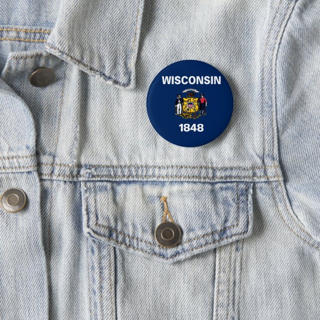 Badge Rond 5 Cm Drapeau du Wisconsin (En situation)