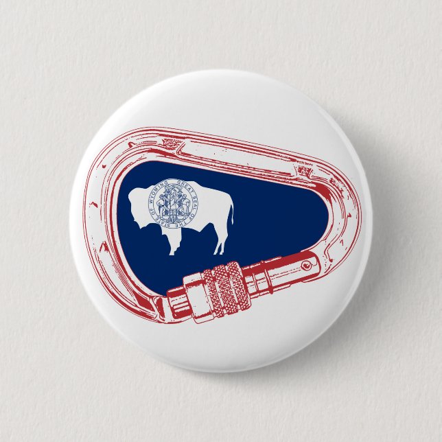 Badge Rond 5 Cm Drapeau du Wyoming montant Carabiner (Devant)