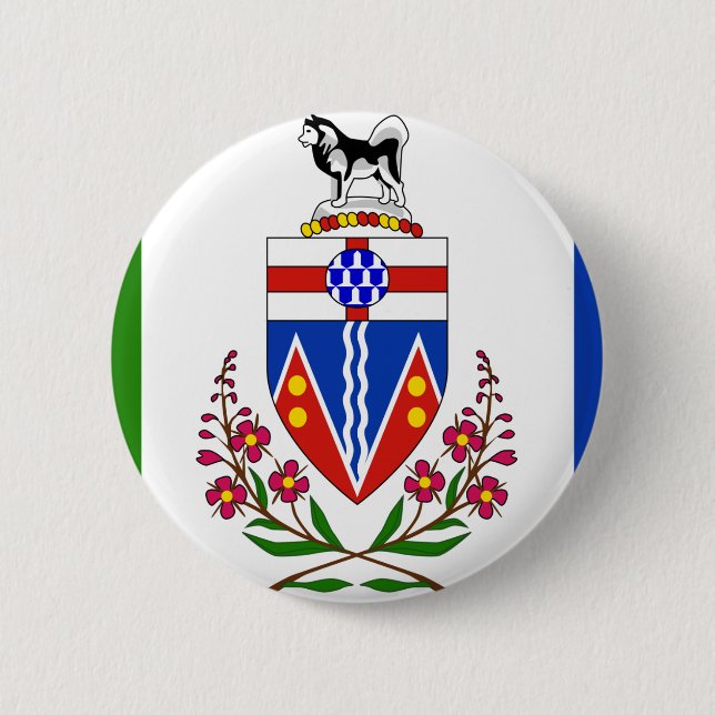 Badge Rond 5 Cm Drapeau du Yukon (Devant)