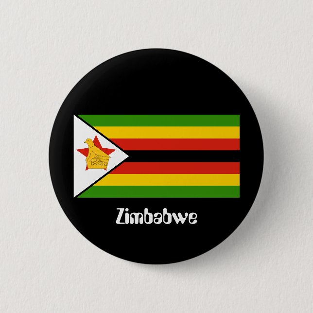 Badge Rond 5 Cm Drapeau du Zimbabwe (Devant)