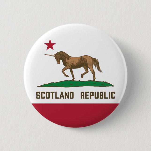 Badge Rond 5 Cm Drapeau écossais Californie Unicorne (Devant)
