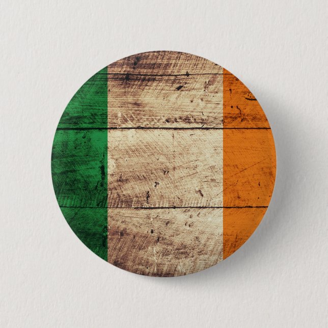 Badge Rond 5 Cm Drapeau en bois de l'Irlande (Devant)