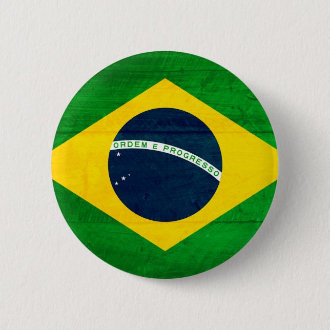 Badge Rond 5 Cm Drapeau en bois du Brésil (Devant)